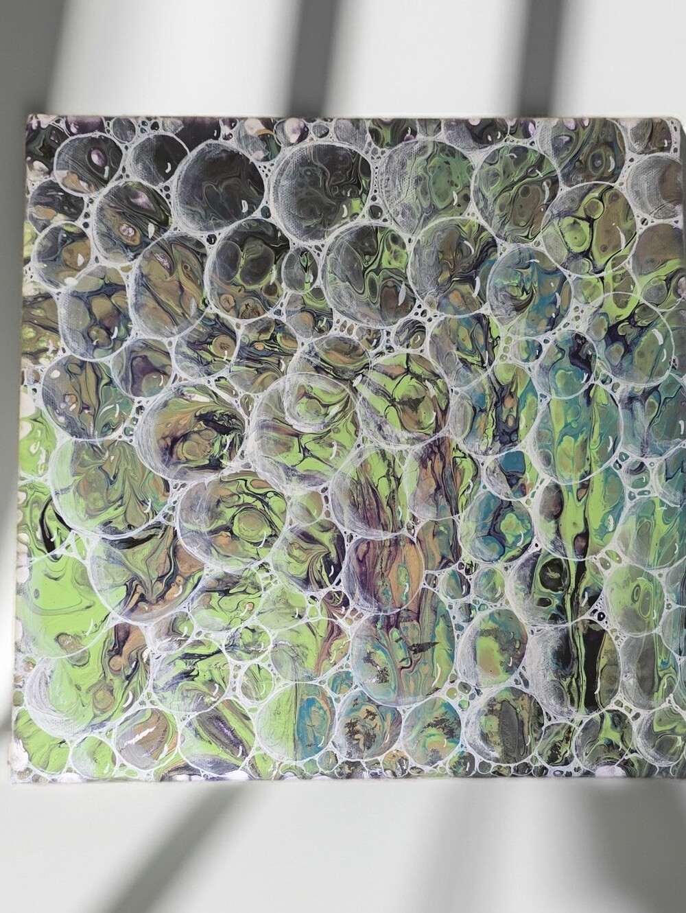 Unique Green & Gold Abstract Bubble Canvas